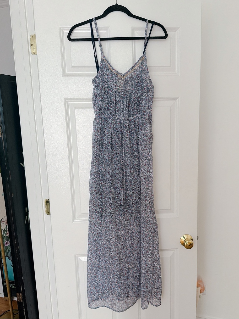 Staring at Stars Blue Floral Maxi Dress with Spaghetti Straps